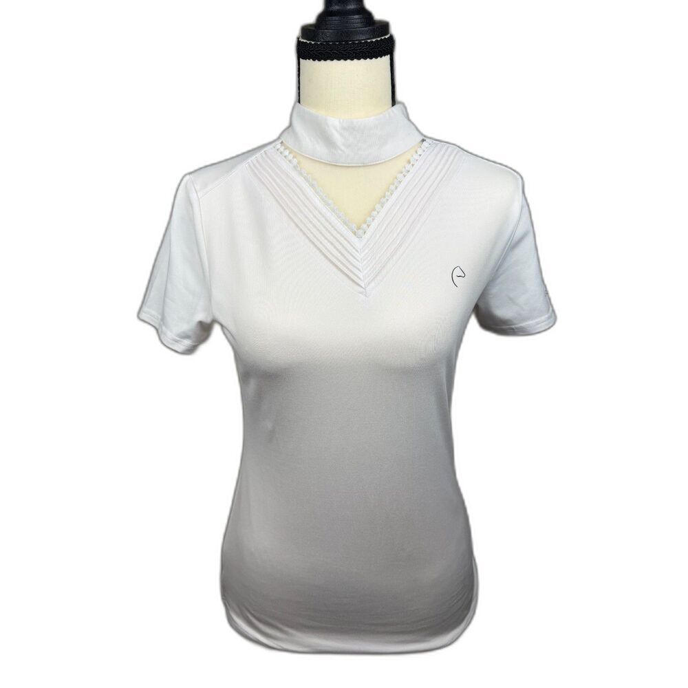 Equithème Equestrian Show‎ Shirt XS White Pleated Bib Competition Top